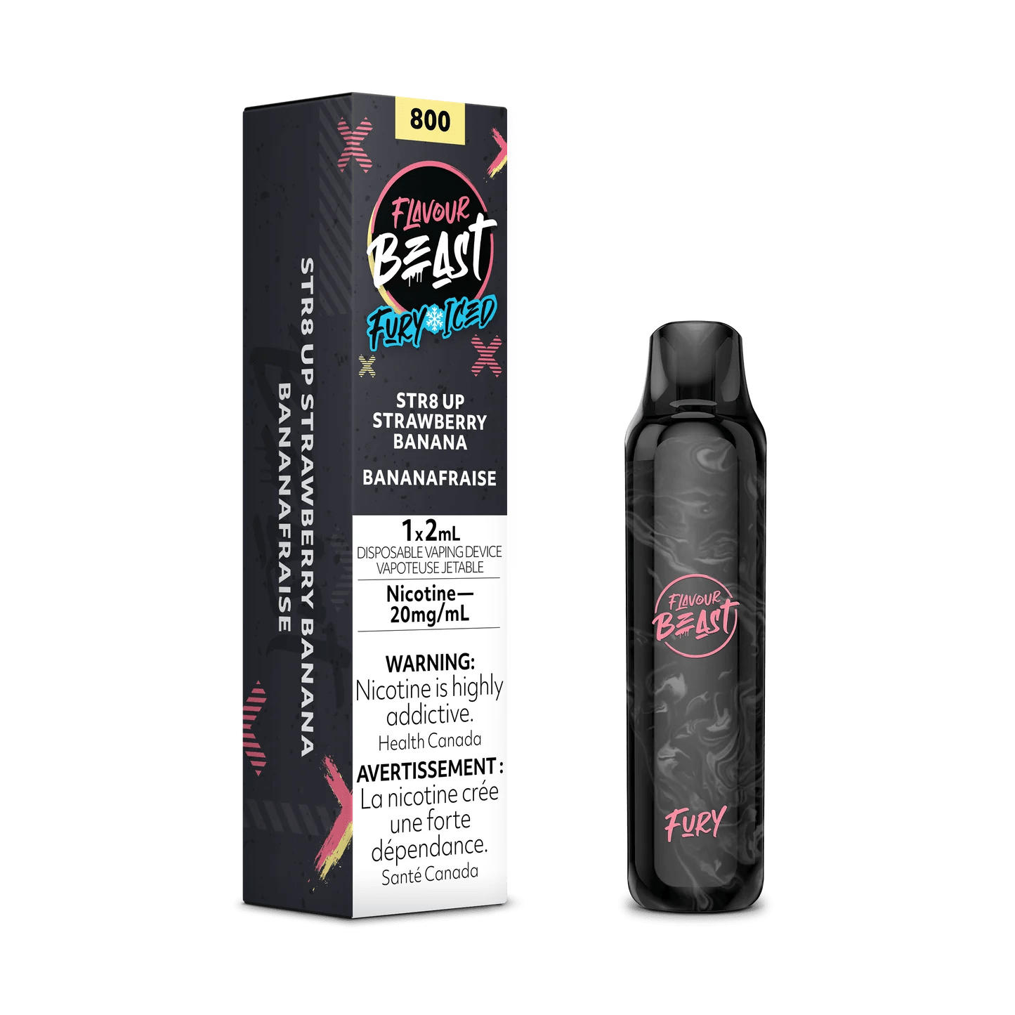 FLAVOUR BEAST FURY 800 – STR8 UP STRAWBERRY BANANA ICED (2ML/20MG)